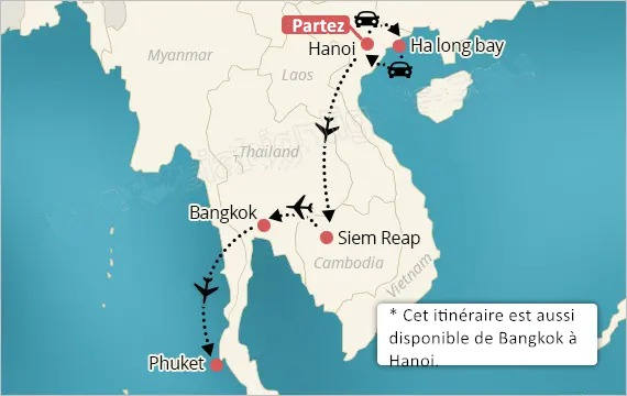 Itinéraire de voyage en Asie du Sud-Est