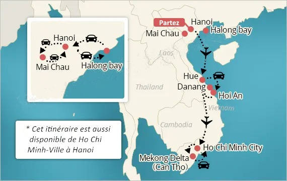 Itinéraire du voyage au Vietnam