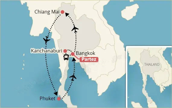 Carte de circuit 10 jours en Thaïlande