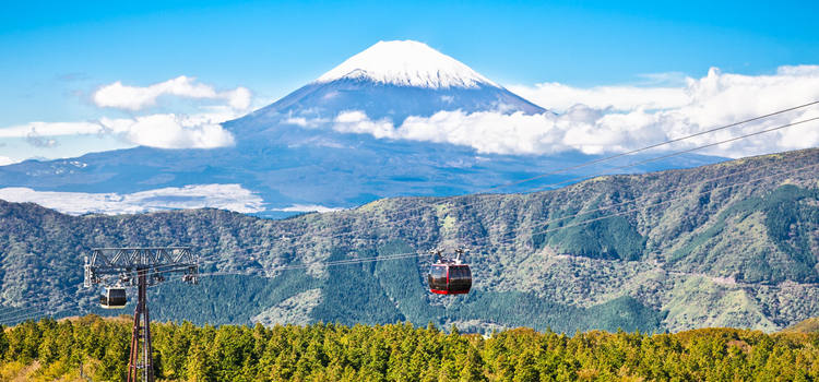 Prendre le téléphérique jusqu'au mont Owakudani avec vue sur le Mont Fuji