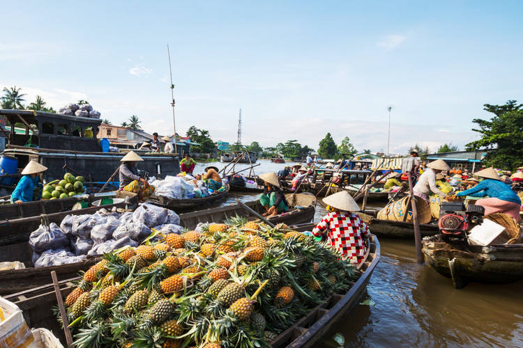 Marché flottant au delta du Mékong