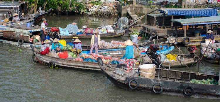 Un coin du marché flottant de Cai Rang à Can Tho