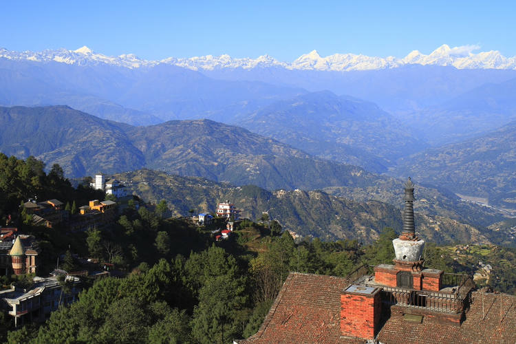 Vues panoramiques sur l'Himalaya depuis Nagarkot