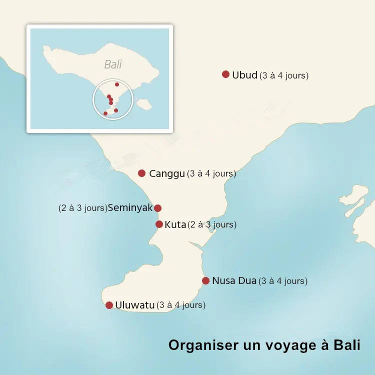 Carte touristique à Bali